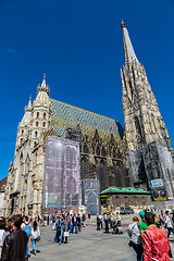 Image showing Beautiful view of St. Stephen\'s Cathedral at evening, Vienna, Au