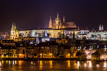 Image showing Prague gothic Castle with Charles Bridge