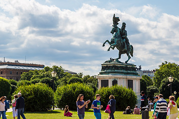 Image showing horse and rider statue of archduke Karl in vienna at the Heldenp