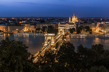 Image showing Panorama of Budapest, Hungary, with the Chain Bridge and the Par