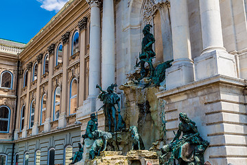 Image showing Hunting statue at the Royal palace, Budapest