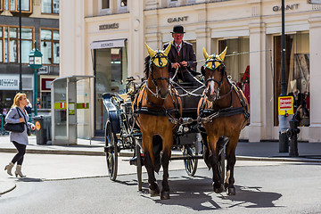 Image showing Horse-drawn Carriage in Vienna at the famous Stephansdom Cathedr