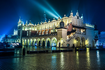 Image showing Poland, Krakow. Market Square at night.