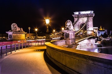 Image showing City of Budapest in Hungary night urban scenery, street on the S