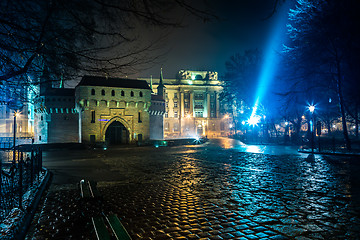 Image showing Krakow old city at night