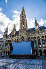 Image showing Close up Tall gothic building of Vienna city hall, Austria