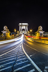 Image showing City of Budapest in Hungary night urban scenery, street on the S