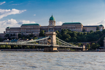 Image showing The Szechenyi Chain Bridge and Buda Castle, St. Matthia in Budap