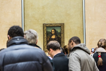 Image showing Visitors take photo of Leonardo DaVinci\'s \