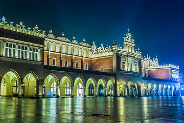 Image showing Poland, Krakow. Market Square at night.