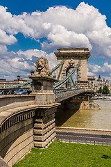 Image showing The Szechenyi Chain Bridge is a beautiful, decorative suspension