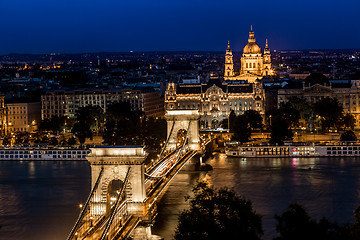 Image showing Panorama of Budapest, Hungary, with the Chain Bridge and the Par