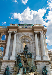 Image showing Hunting statue at the Royal palace, Budapest
