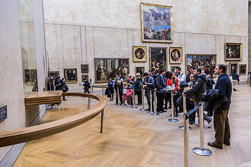 Image showing Visitors take photo of Leonardo DaVinci\'s \