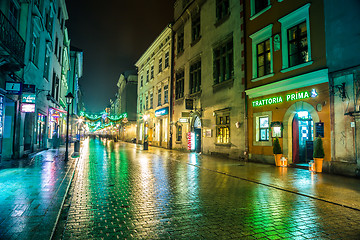 Image showing Krakow old city at night