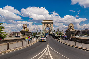 Image showing The Szechenyi Chain Bridge is a beautiful, decorative suspension