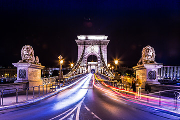 Image showing City of Budapest in Hungary night urban scenery, street on the S