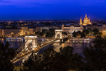 Image showing Panorama of Budapest, Hungary, with the Chain Bridge and the Par