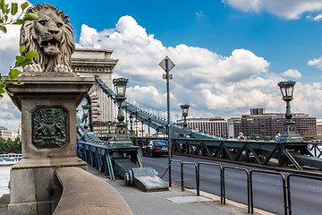 Image showing The Szechenyi Chain Bridge is a beautiful, decorative suspension