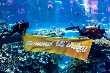 Image showing Largest aquarium of the world in Dubai Mall