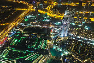 Image showing Address Hotel at night in the downtown Dubai area overlooks the 