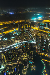 Image showing Address Hotel at night in the downtown Dubai area overlooks the 