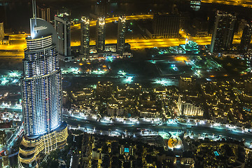 Image showing Address Hotel at night in the downtown Dubai area overlooks the 