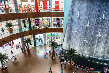 Image showing Waterfall in Dubai Mall - world\'s largest shopping mall