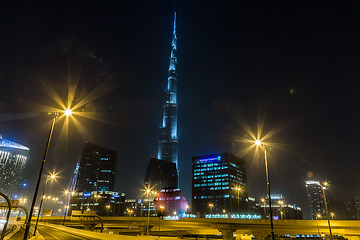 Image showing View on Burj Khalifa, Dubai, UAE, at night