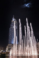 Image showing Address Hotel in the downtown Dubai area overlooks the famous da