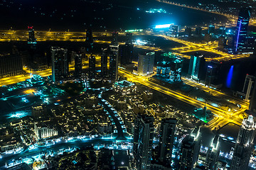 Image showing Address Hotel at night in the downtown Dubai area overlooks the 