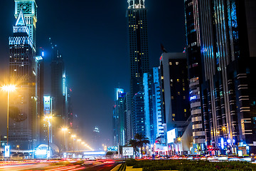 Image showing Dubai Dowtown at ngiht, United Arab Emirates