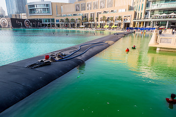 Image showing Workers in uniform are cleaning pool