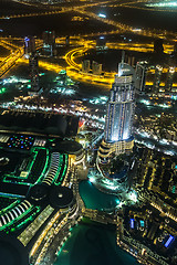 Image showing Address Hotel at night in the downtown Dubai area overlooks the 