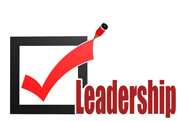 Image showing Check mark with leadership word