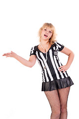 Image showing Sexy Soccer Referee with outstretched arm