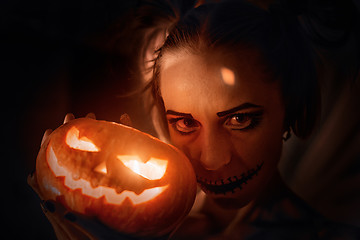 Image showing Horrible girl with scary mouth and eyes