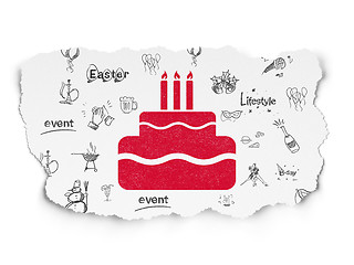Image showing Entertainment, concept: Cake on Torn Paper background