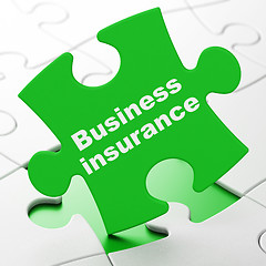 Image showing Insurance concept: Business Insurance on puzzle background