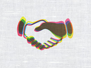 Image showing Political concept: Handshake on fabric texture background