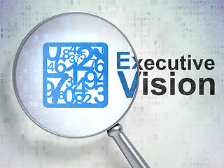 Image showing Finance concept: Numbers and Executive Vision with optical glass