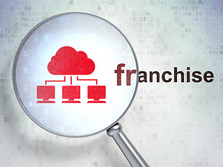 Image showing Business concept: Cloud Network and Franchise with optical glass