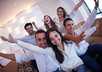 Image showing group of friends taking selfie