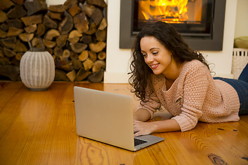 Image showing Working at home on a winter day