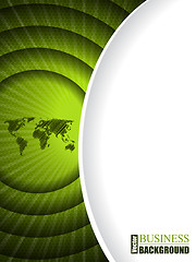 Image showing Green business brochure design with map in ripple