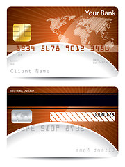 Image showing Credit card template with bursting world map