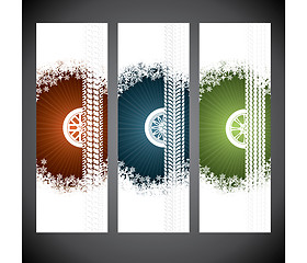 Image showing Winter tire advertising label set of three with snowflakes