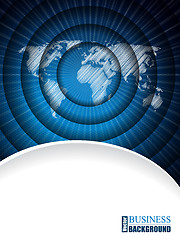 Image showing Modern business brochure with world map in ripple effect