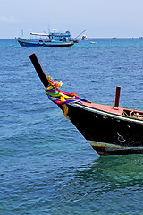 Image showing  boat prow blue lagoon  stone in   sea