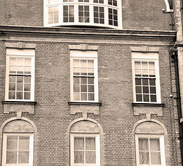 Image showing window in europe london old red brick wall and      historical 